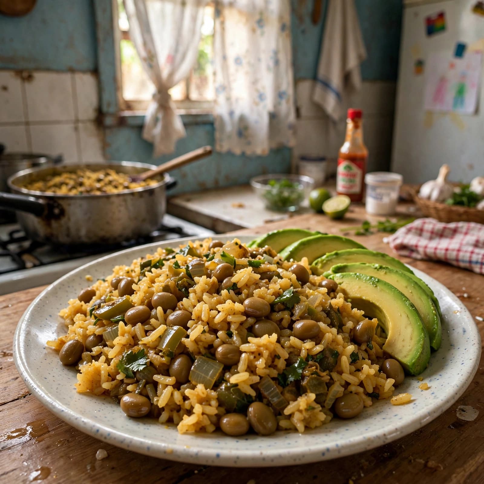 Arroz con Guandules y Aguacate