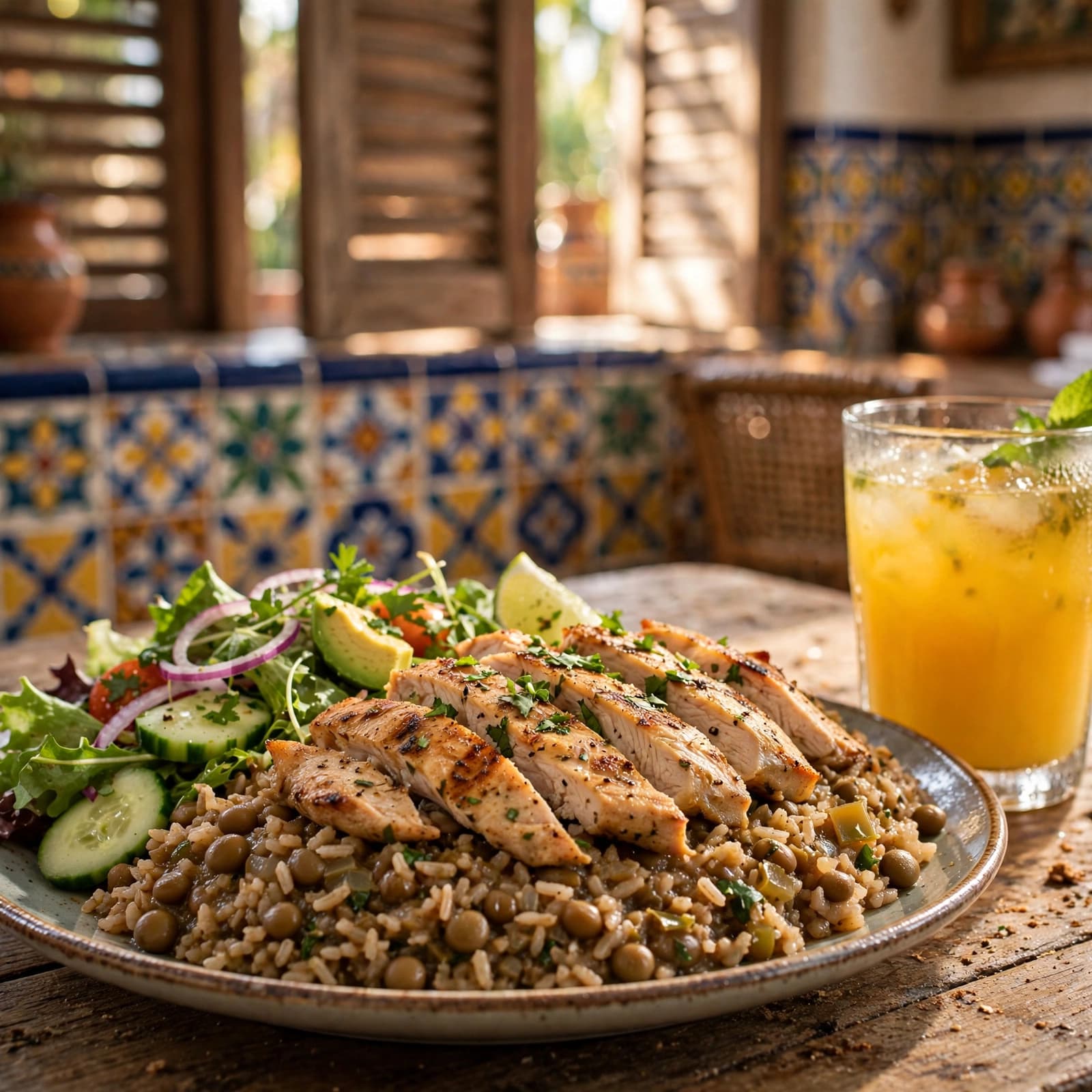 Moro de Guandules con Pollo a la Plancha