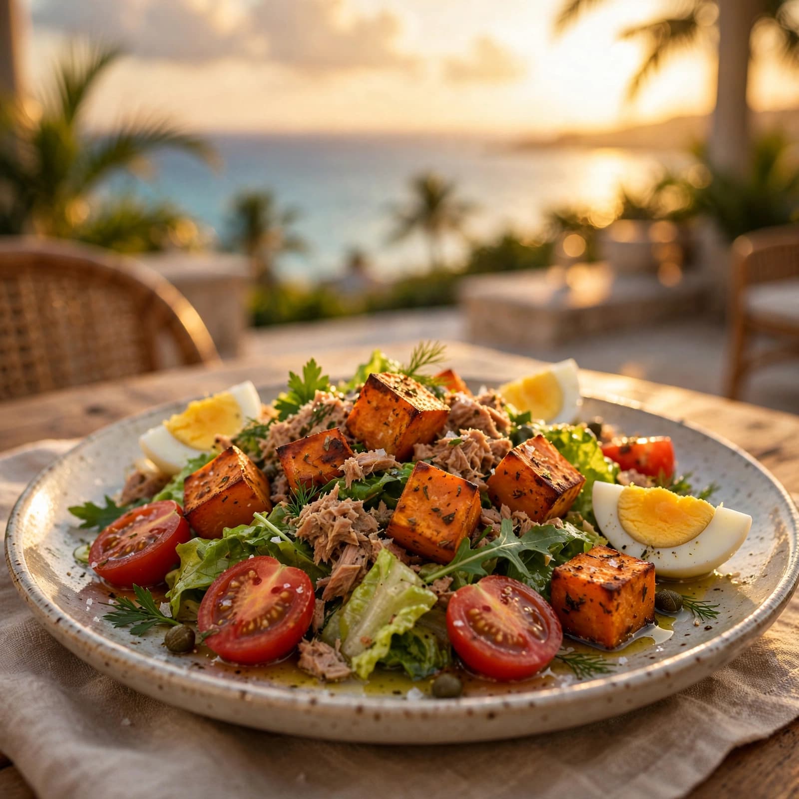 Ensalada de Atún con Batata Asada