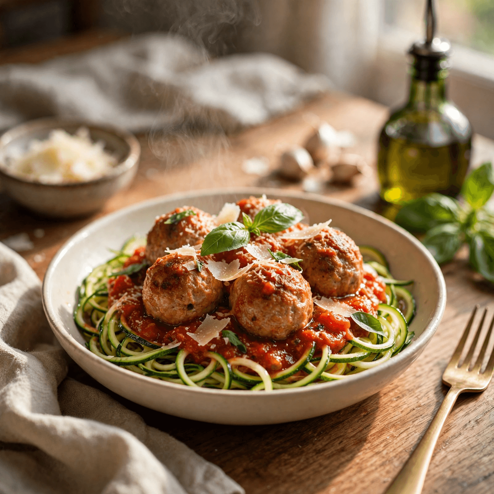 Albóndigas de Pavo en Salsa de Tomate con Zoodles