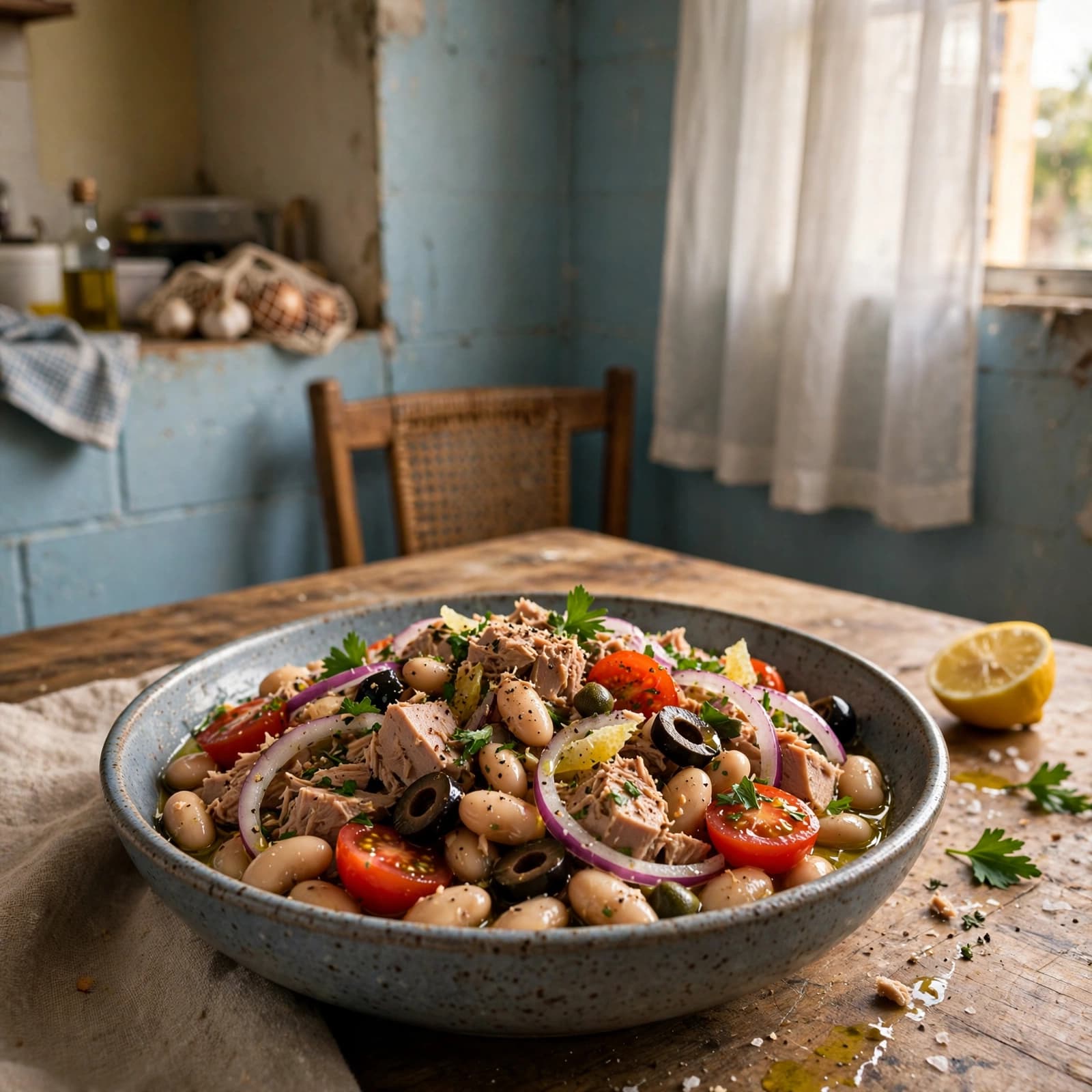 Ensalada Mediterránea de Atún con Habichuelas Blancas