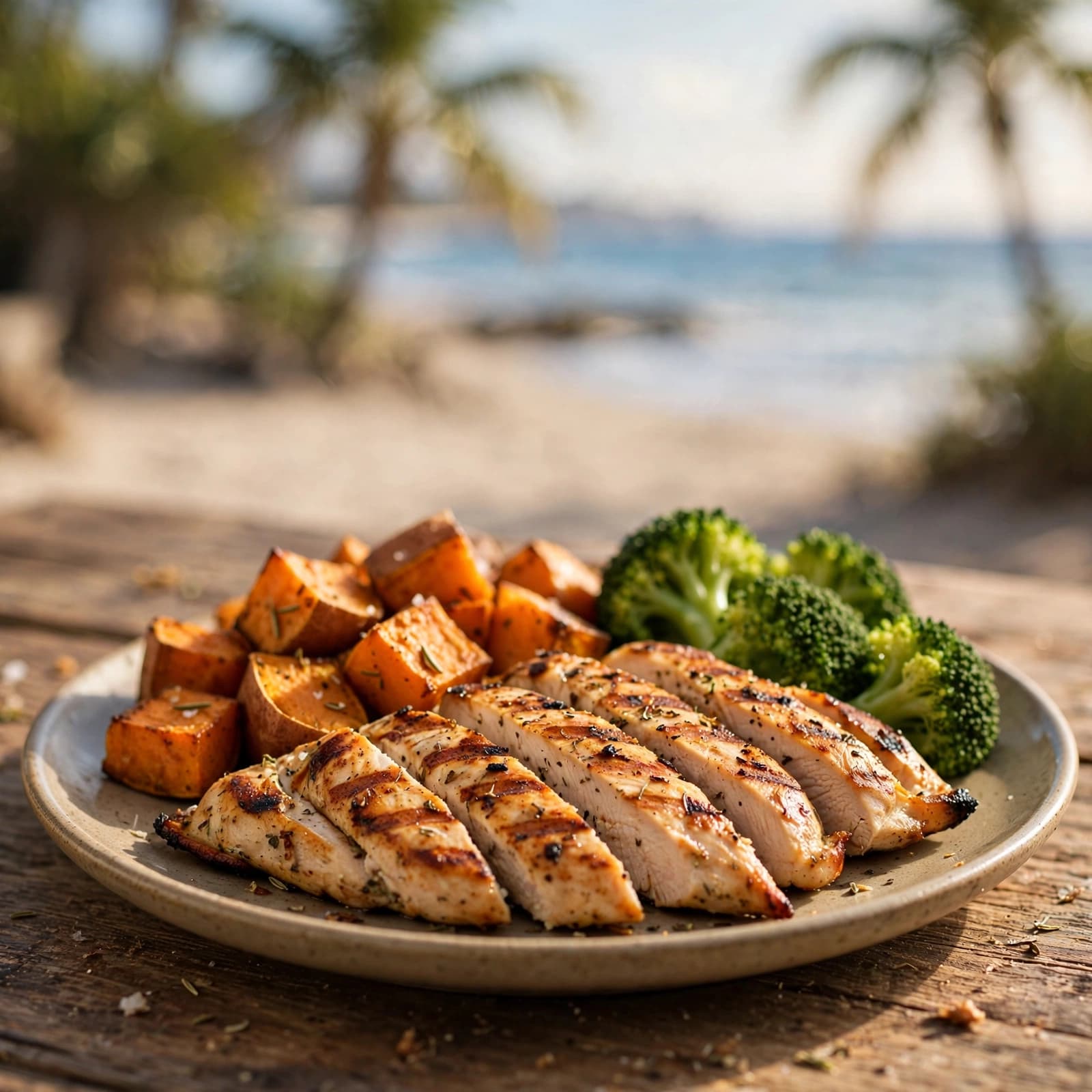 Pechuga de Pollo a la Plancha con Batata Asada y Brócoli