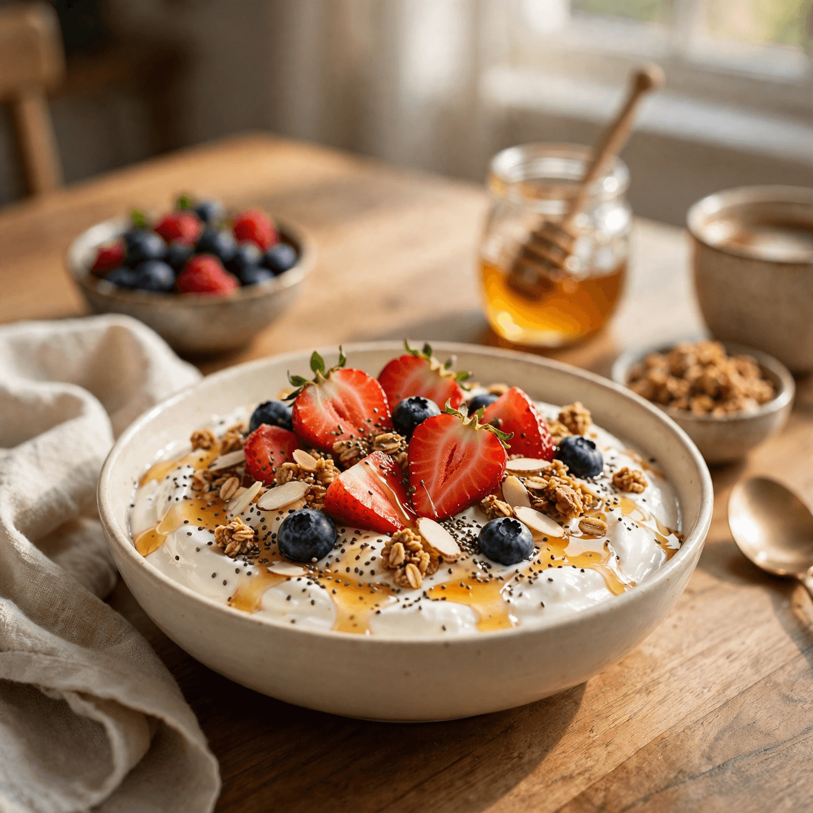 Bowl de Yogur Griego con Frutos Rojos y Granola
