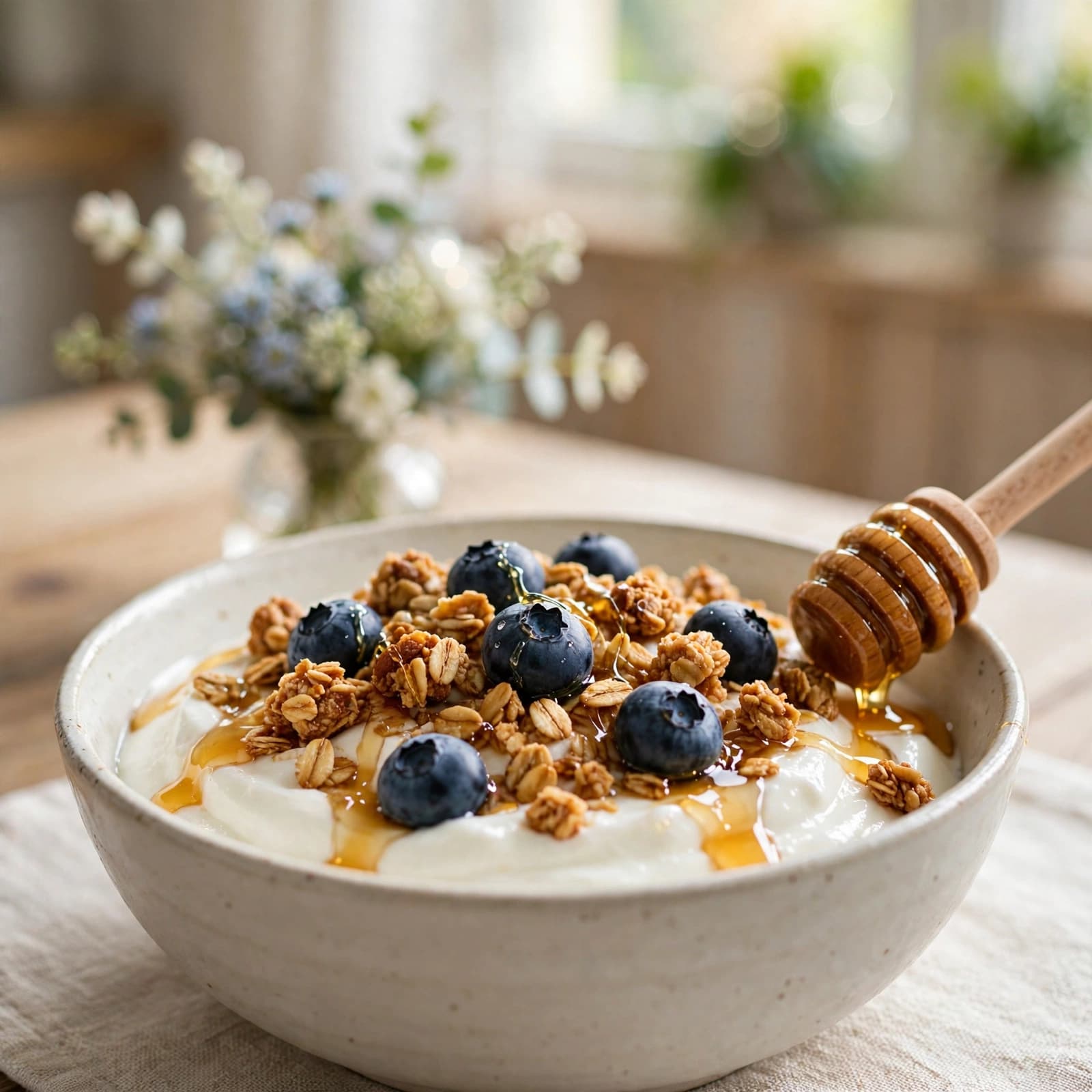 Yogur Griego con Miel y Granola
