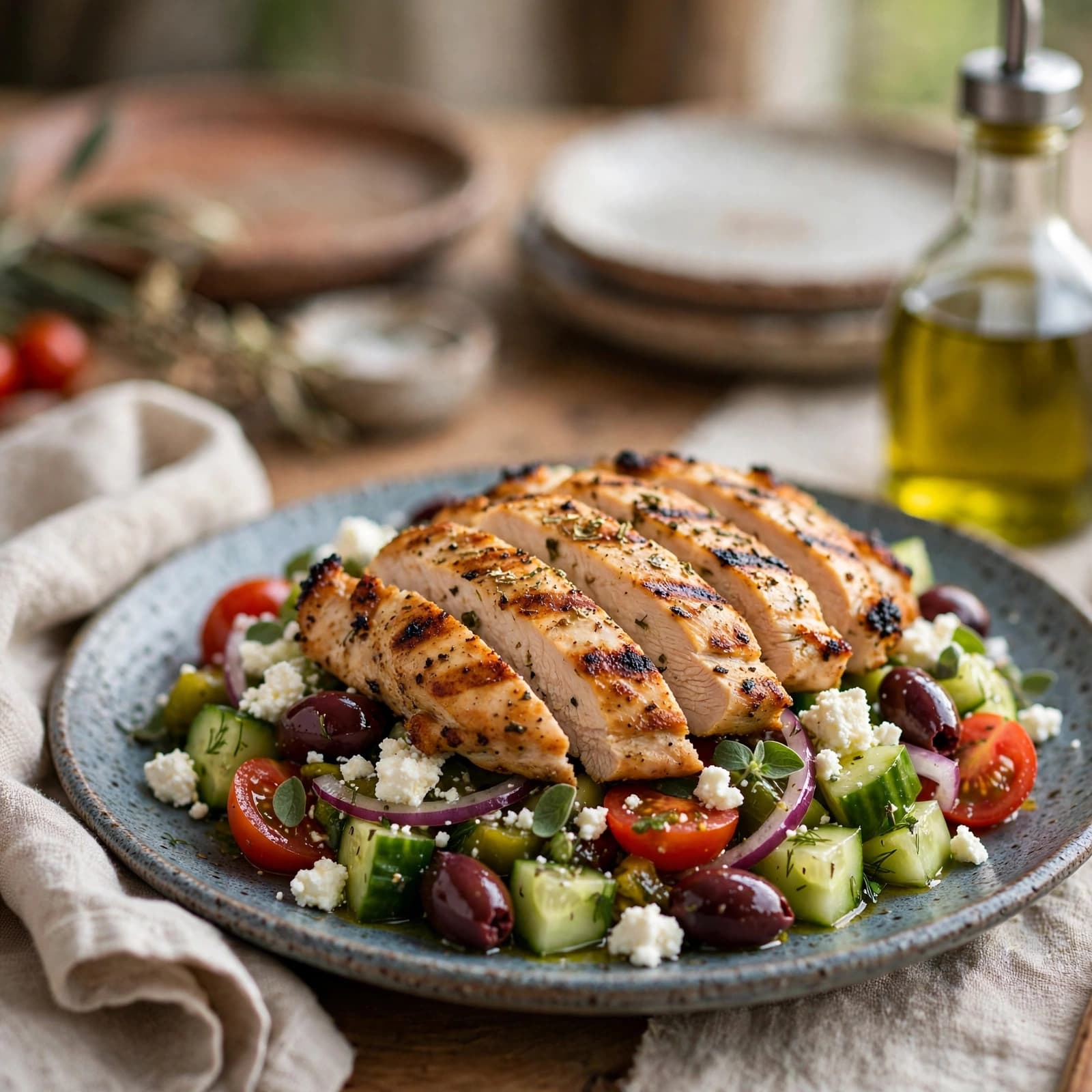 Pollo a la Griega con Ensalada