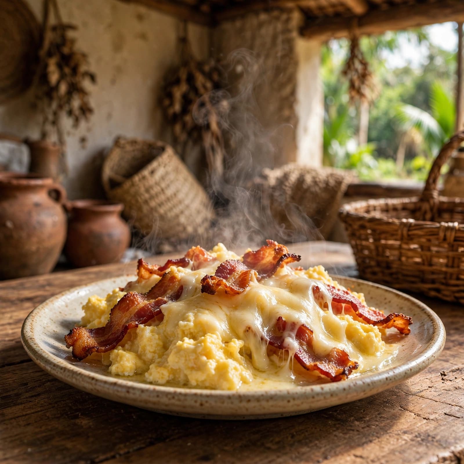 Huevos Revueltos con Tocino y Queso