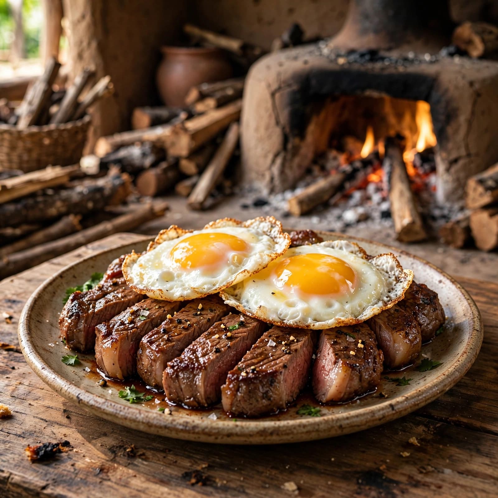 Bistec con Huevos Fritos