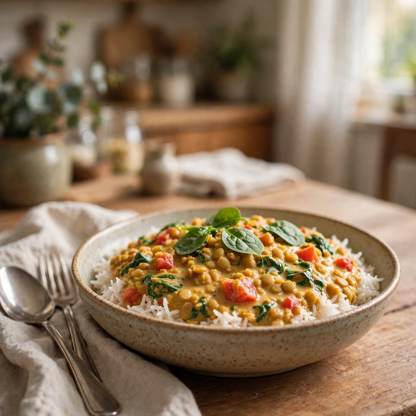 Curry de Lentejas con Leche de Coco