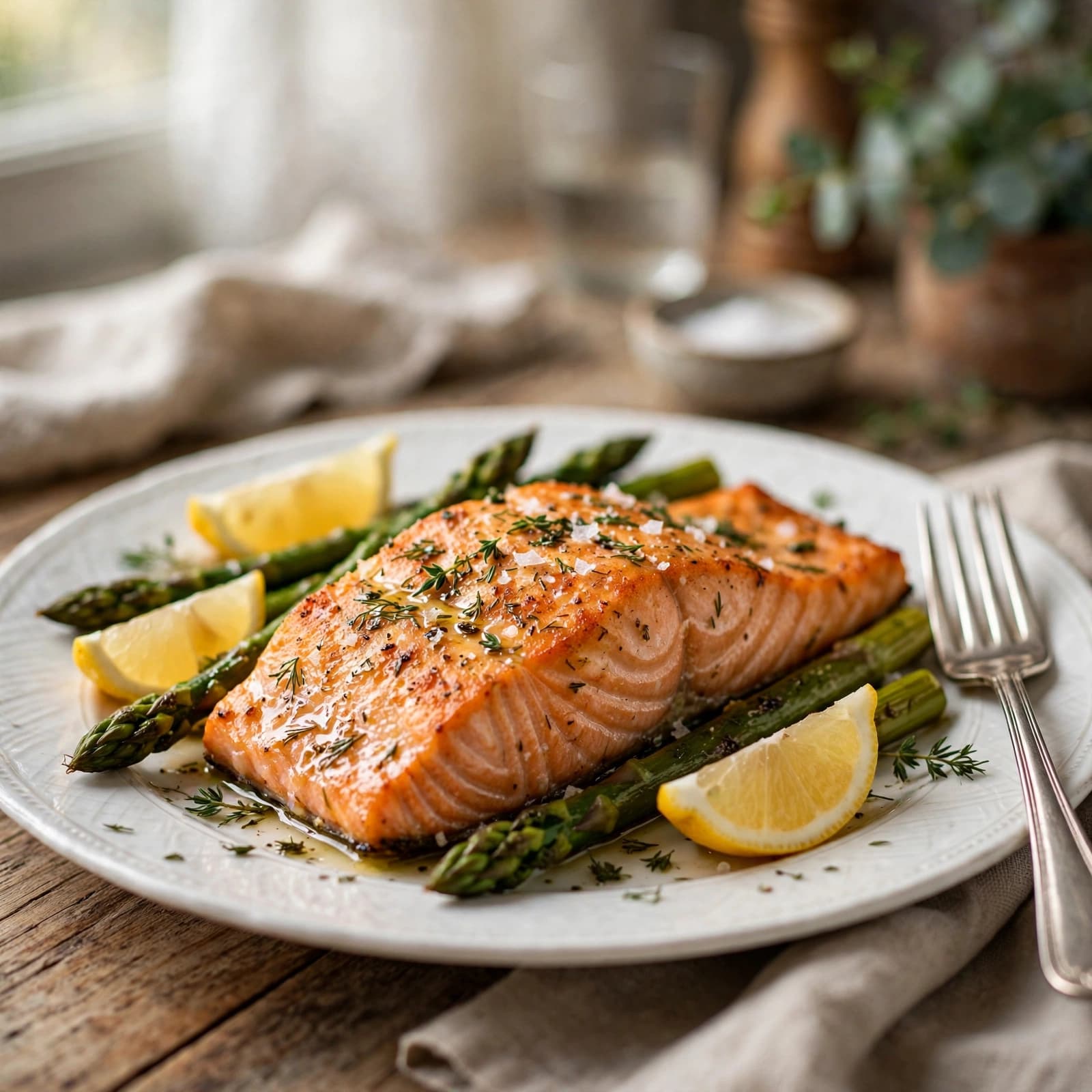 Salmón al Horno con Espárragos