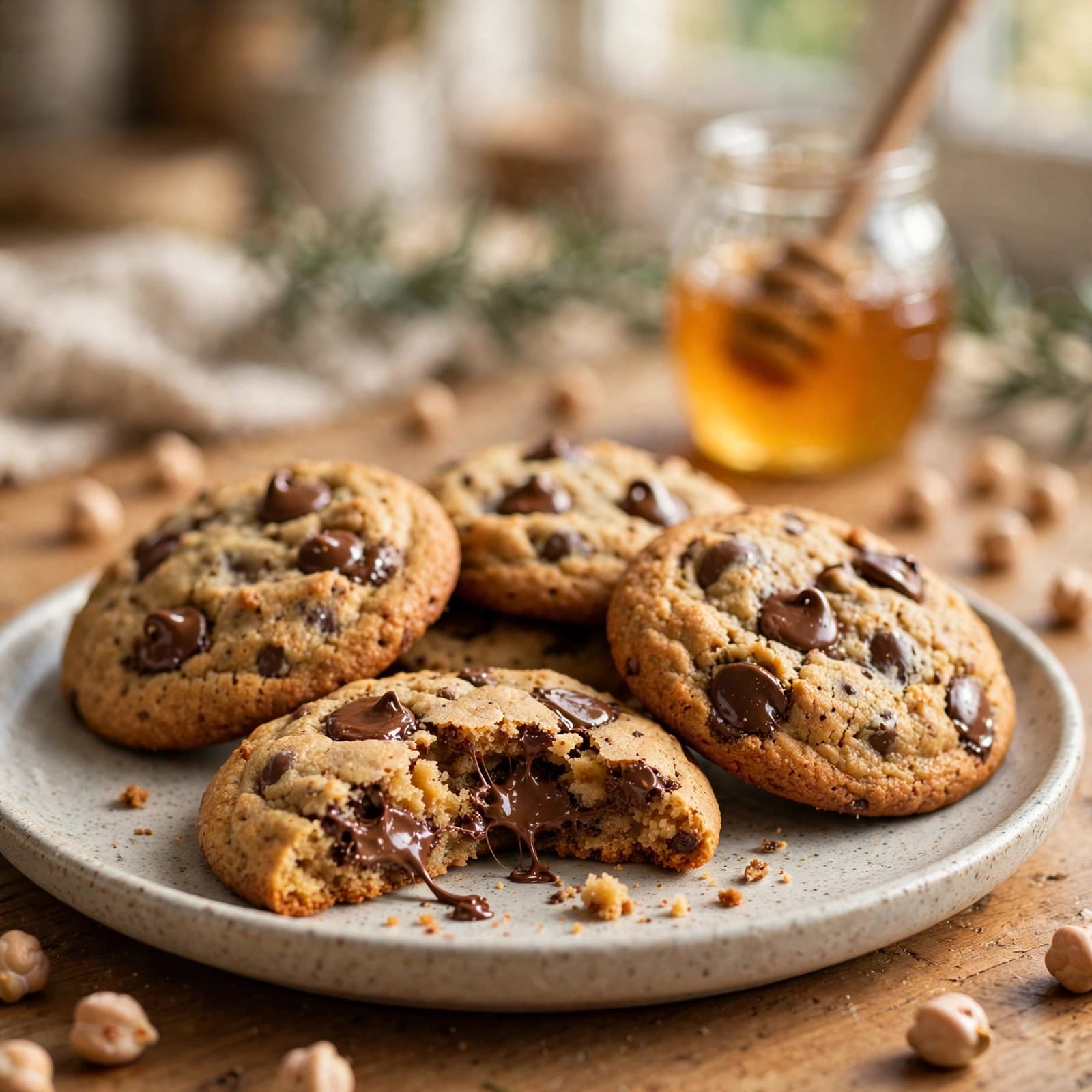 Galletas de Garbanzo con Chía, Miel y Chocolate