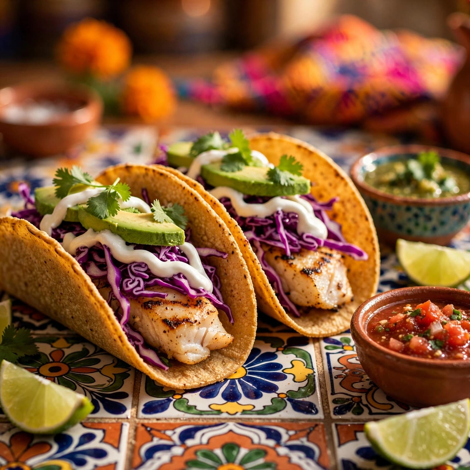 Tacos de Pescado con Repollo Morado
