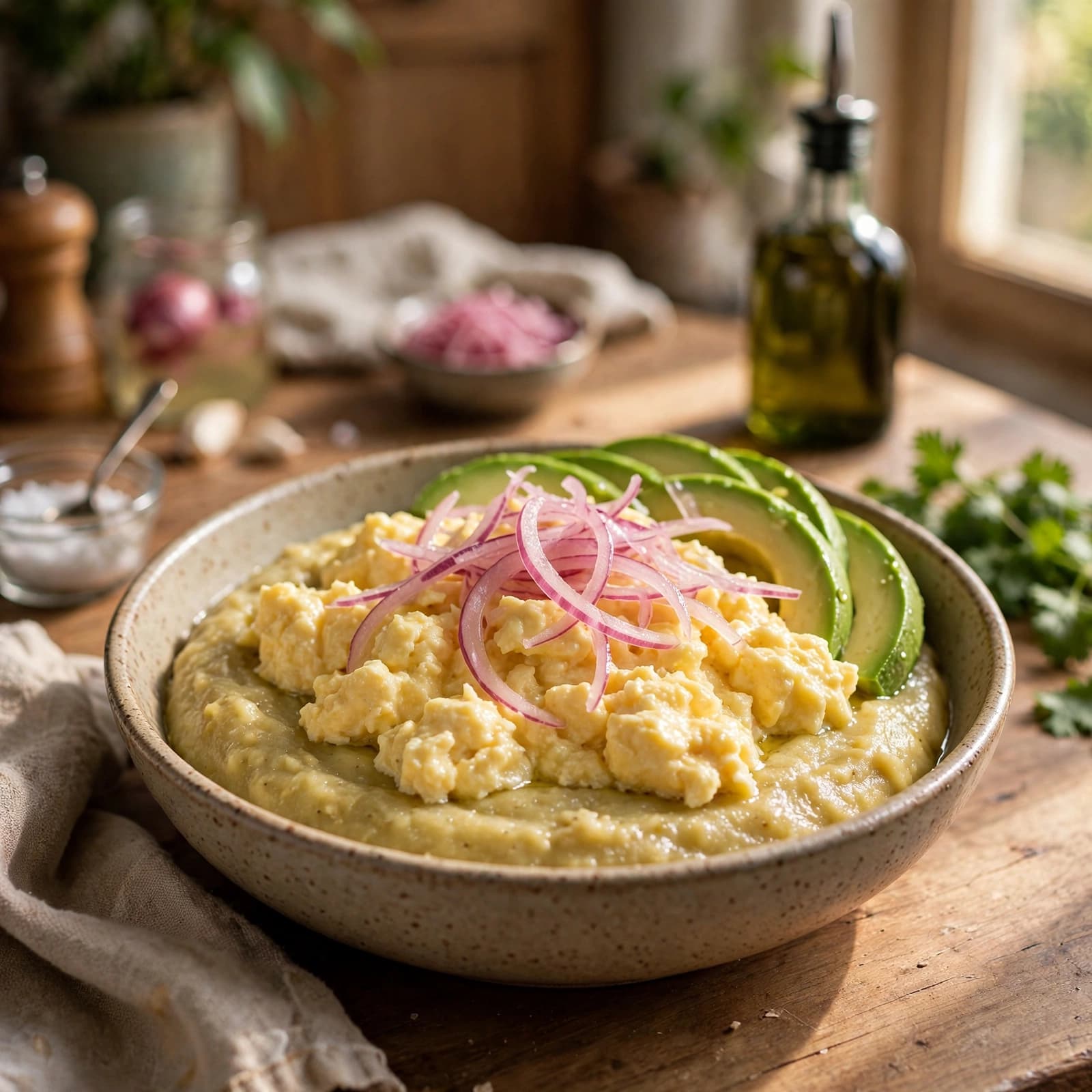 Mangú con Huevo y Aguacate