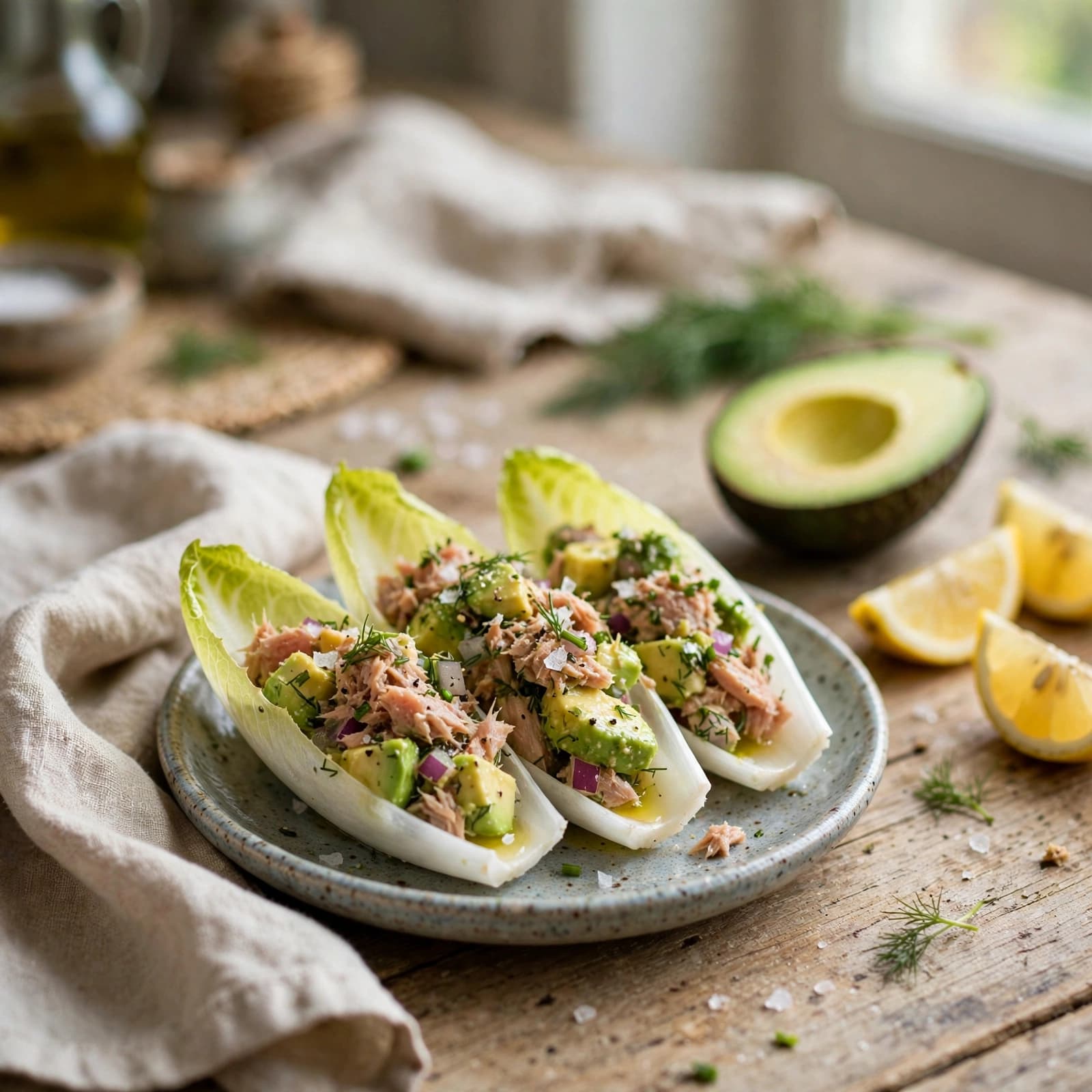 Endivias con Ensalada de Atún y Aguacate