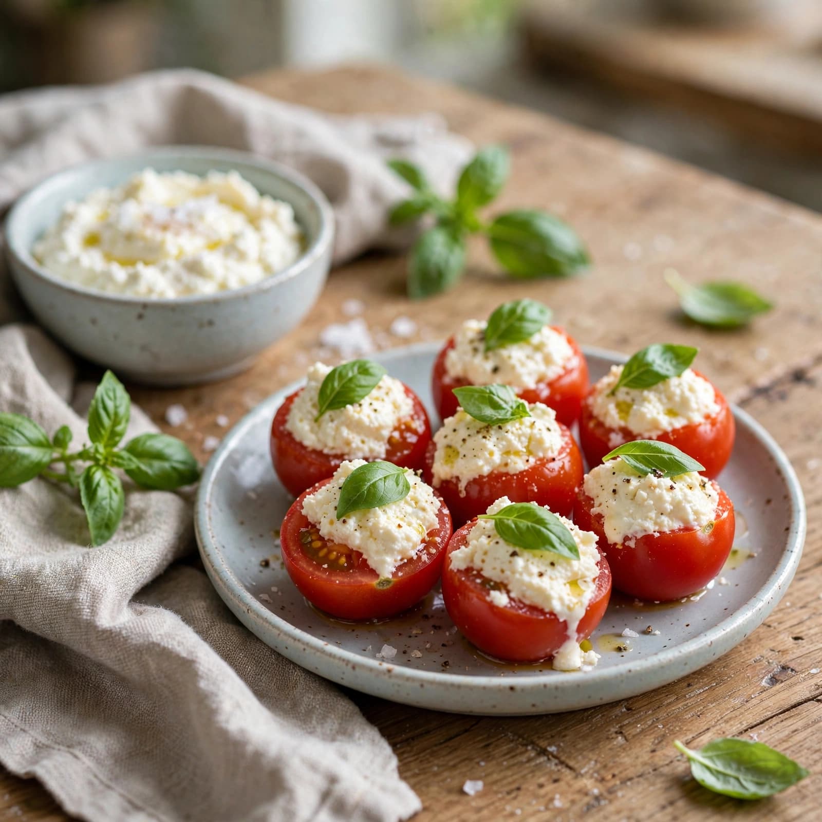 Tomates Cherry Rellenos de Ricota y Albahaca