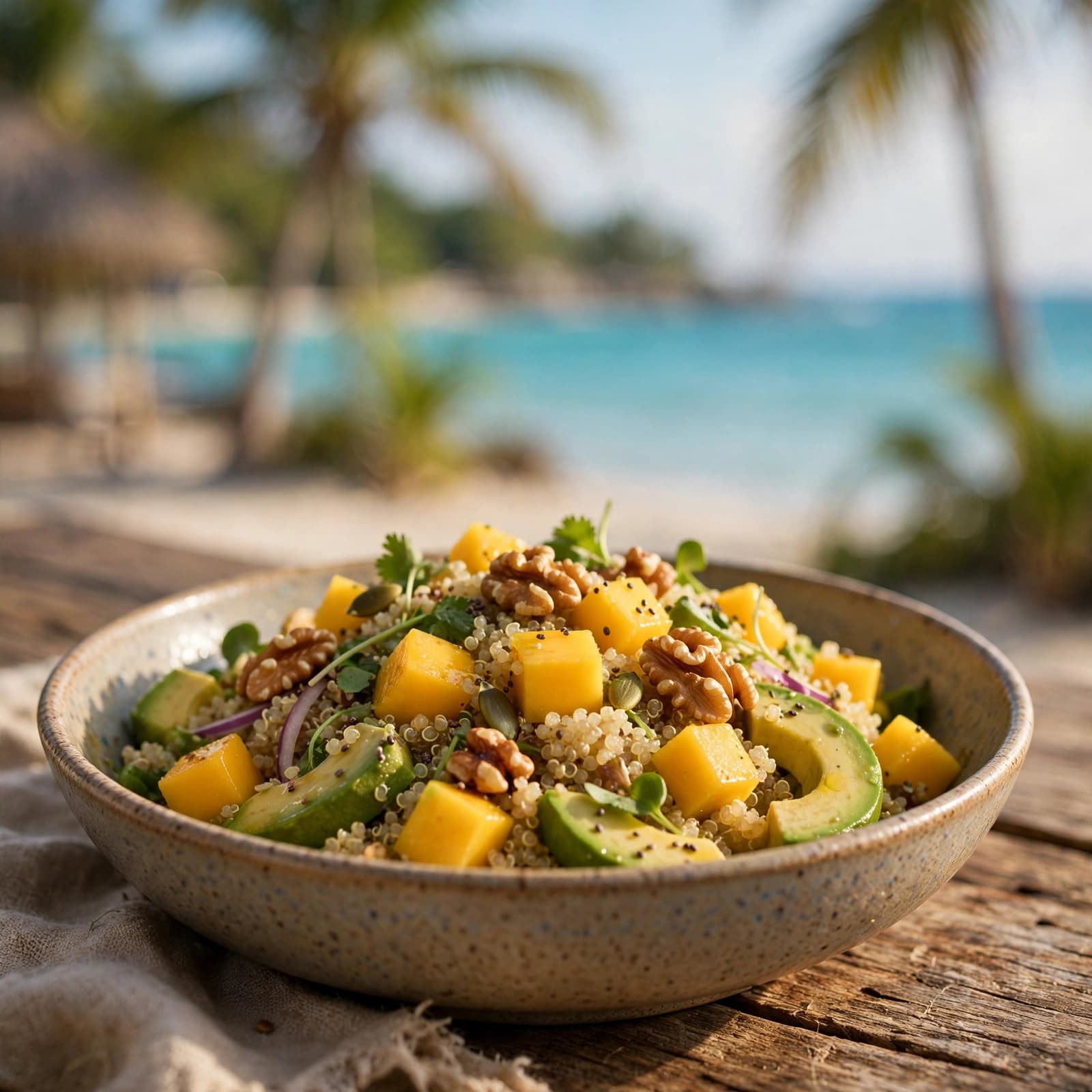 Ensalada de Quinoa con Mango, Aguacate y Nueces