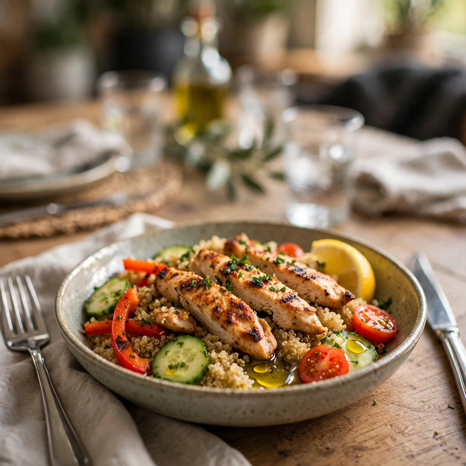Bowl de Quinoa con Pollo a la Parrilla y Vegetales