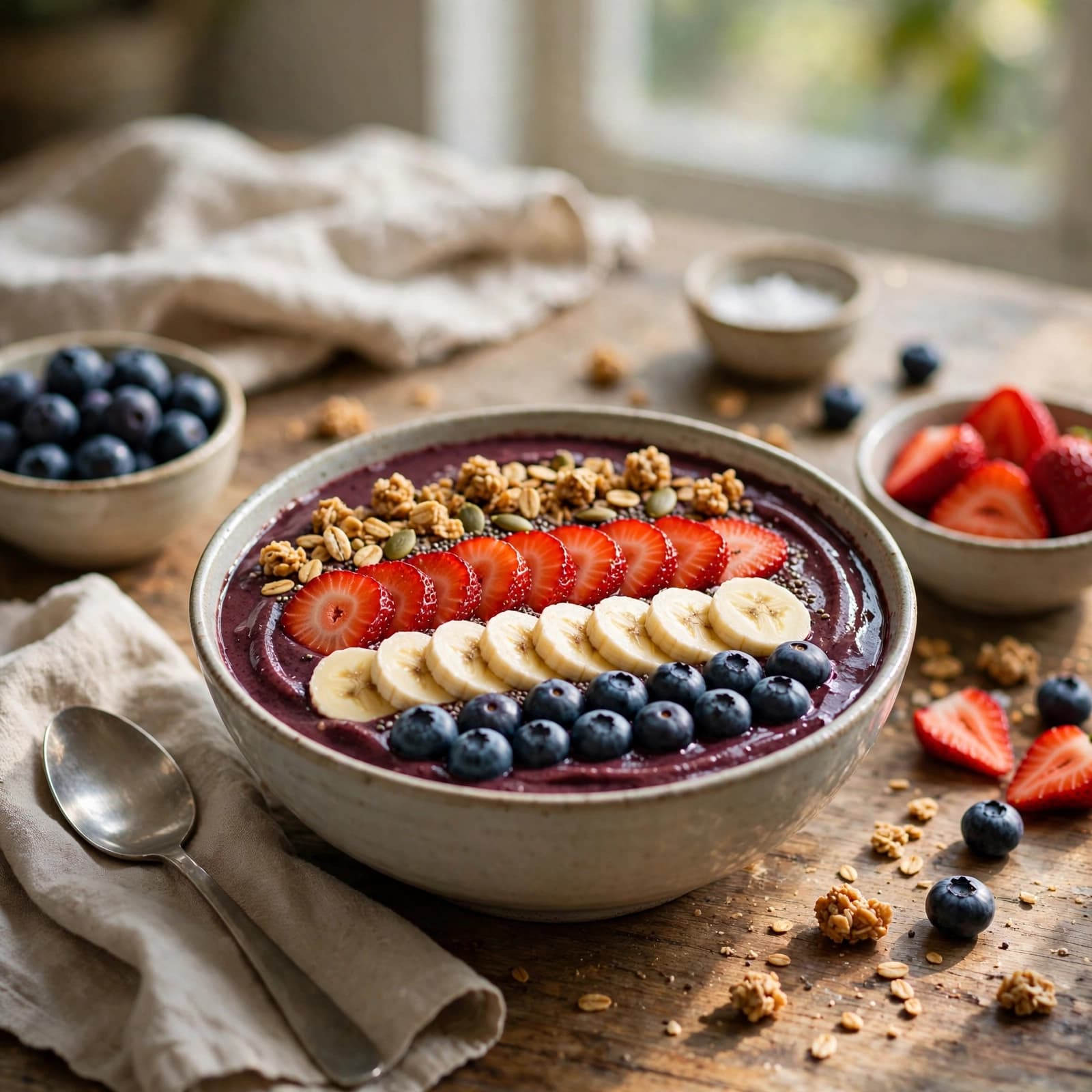 Smoothie Bowl de Açai con Granola y Frutas