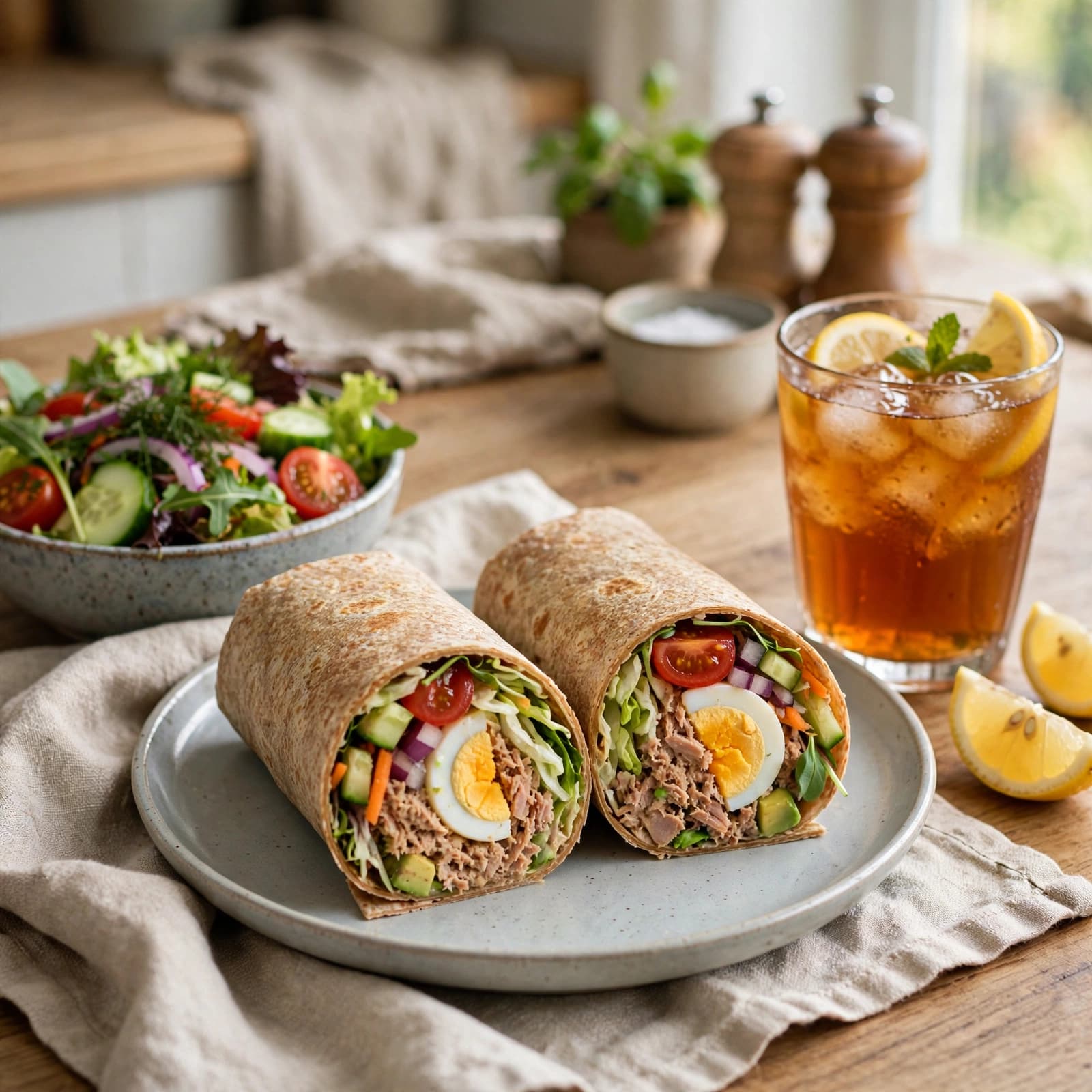 Wrap Integral de Atún con Huevo y Vegetales