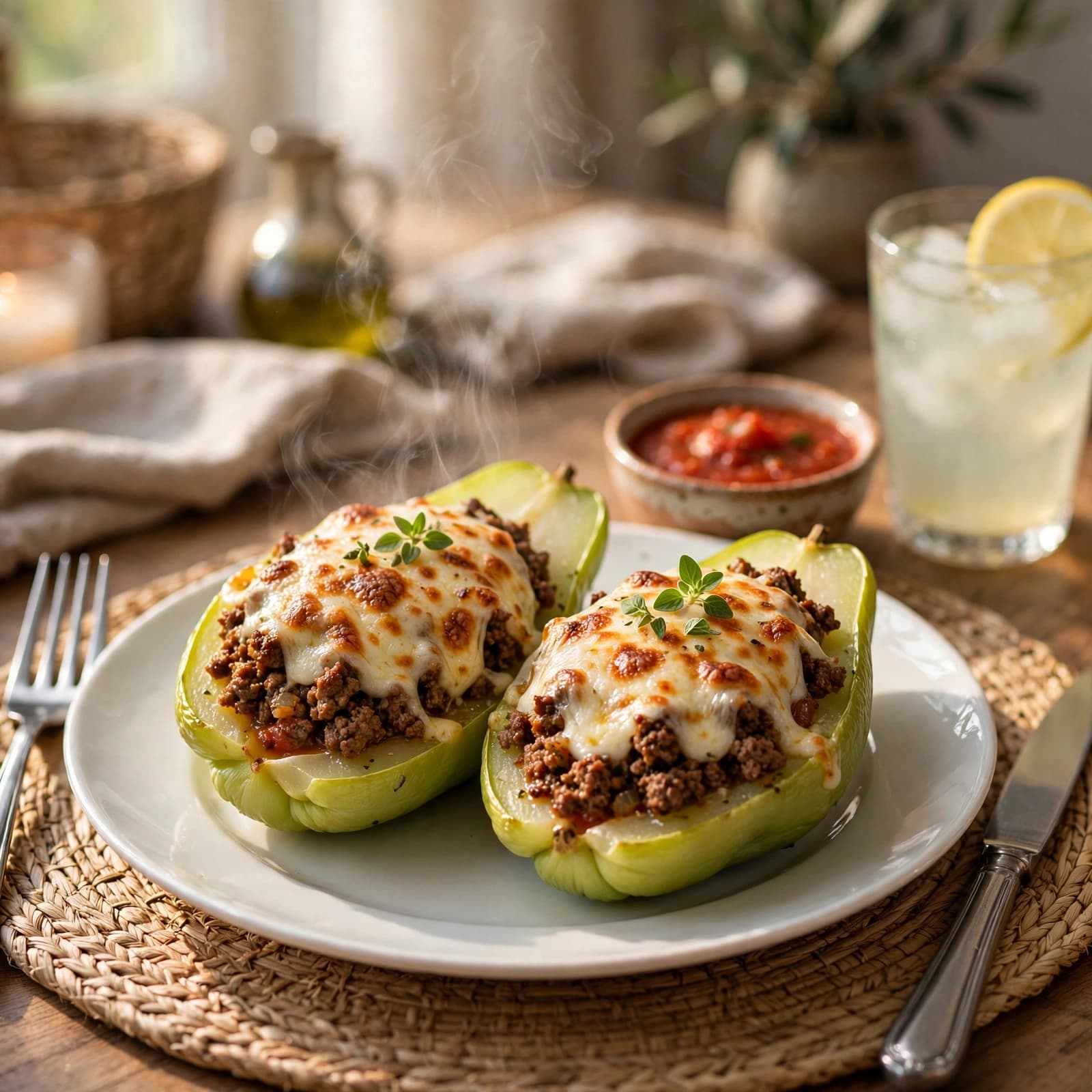 Tayota Rellena de Carne Molida con Queso