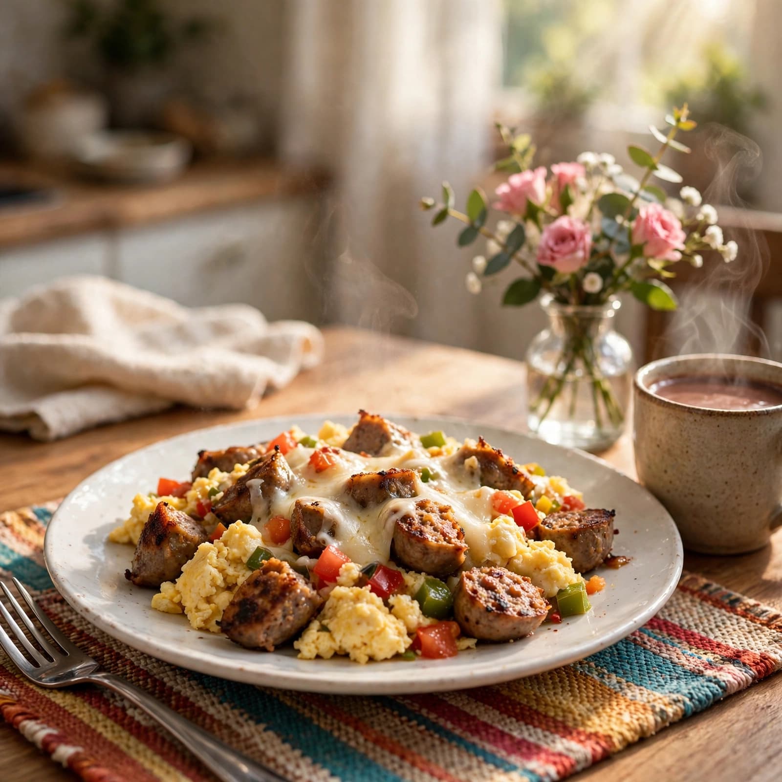 Revuelto de Longaniza con Huevos y Queso