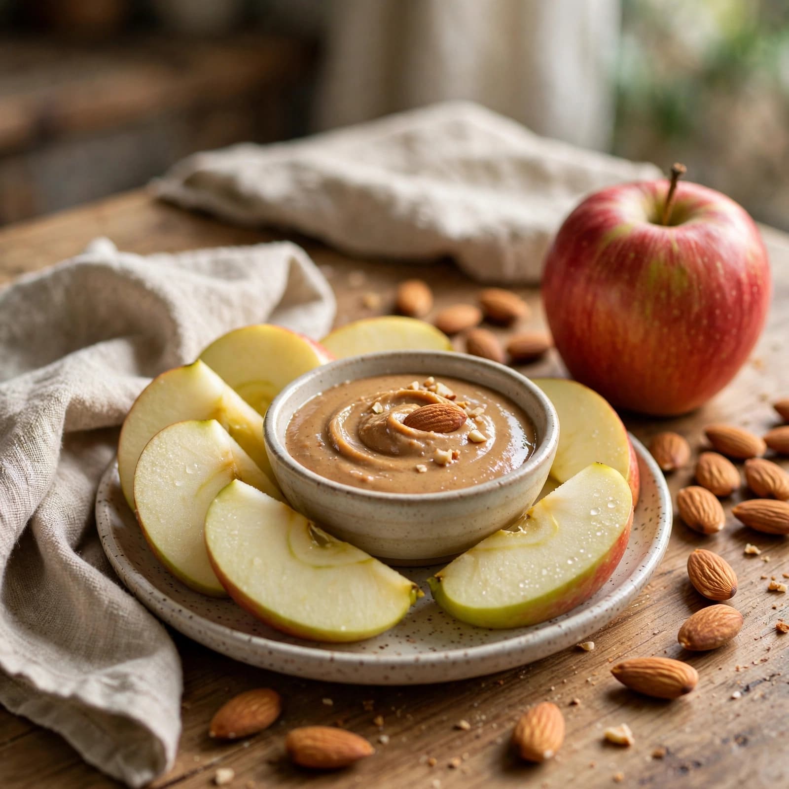 Manzana con Mantequilla de Almendra