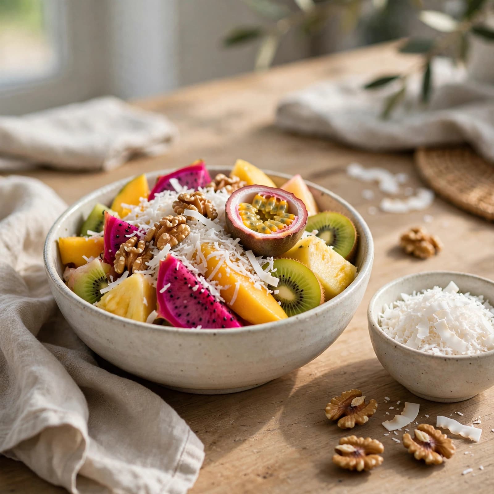 Bowl de Frutas con Coco Rallado y Nueces