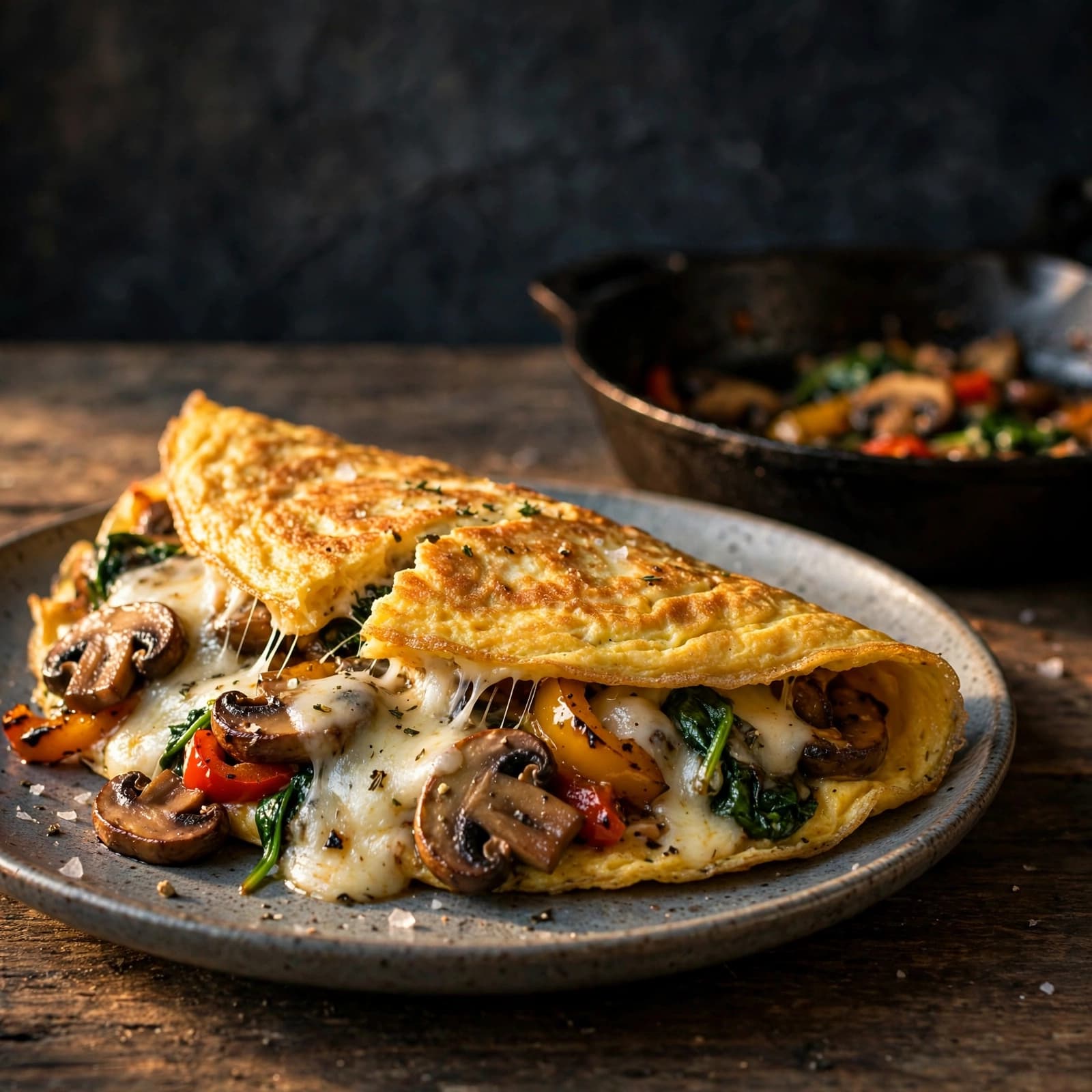 Tortilla de Claras con Champiñones y Queso