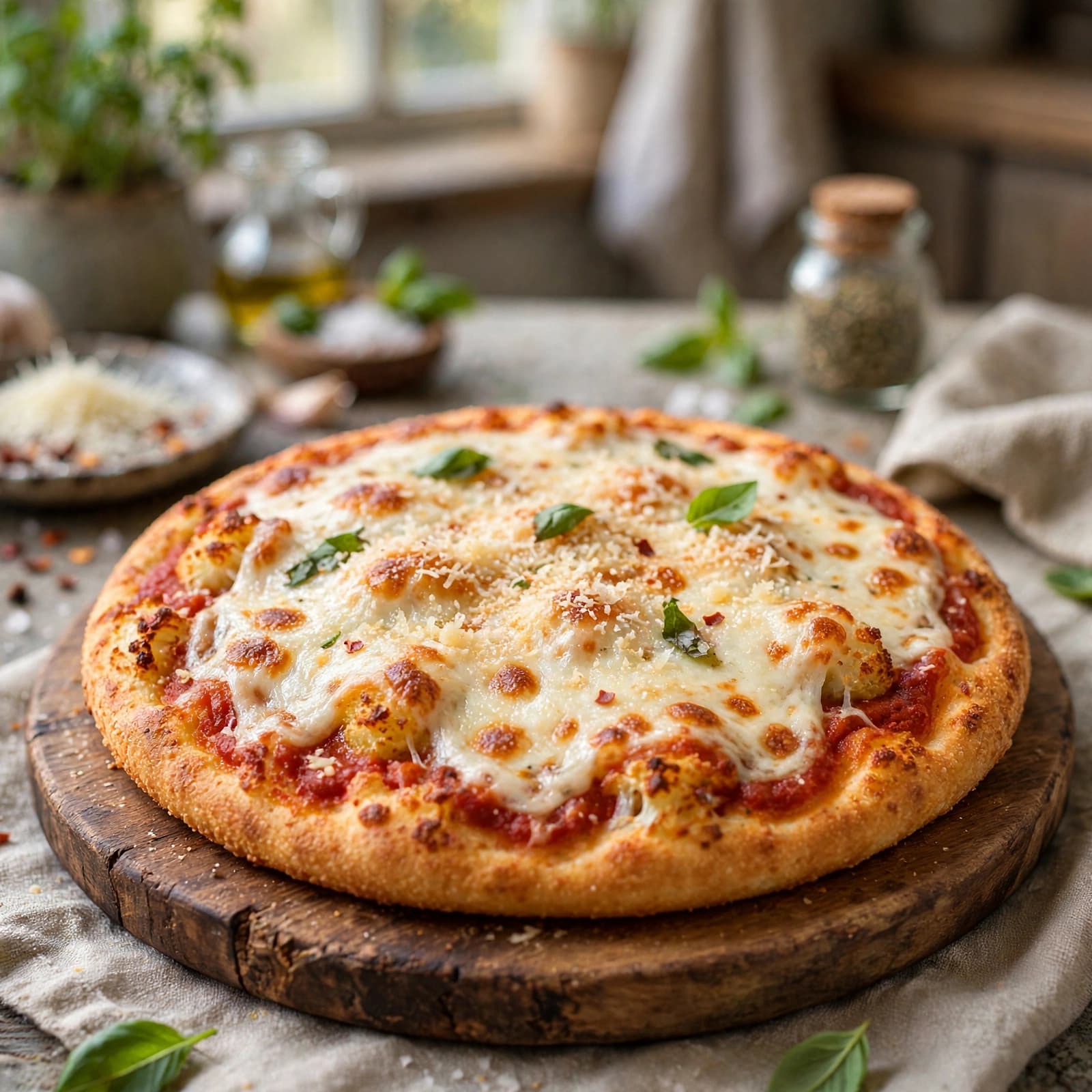 Pizza Keto de Base de Coliflor