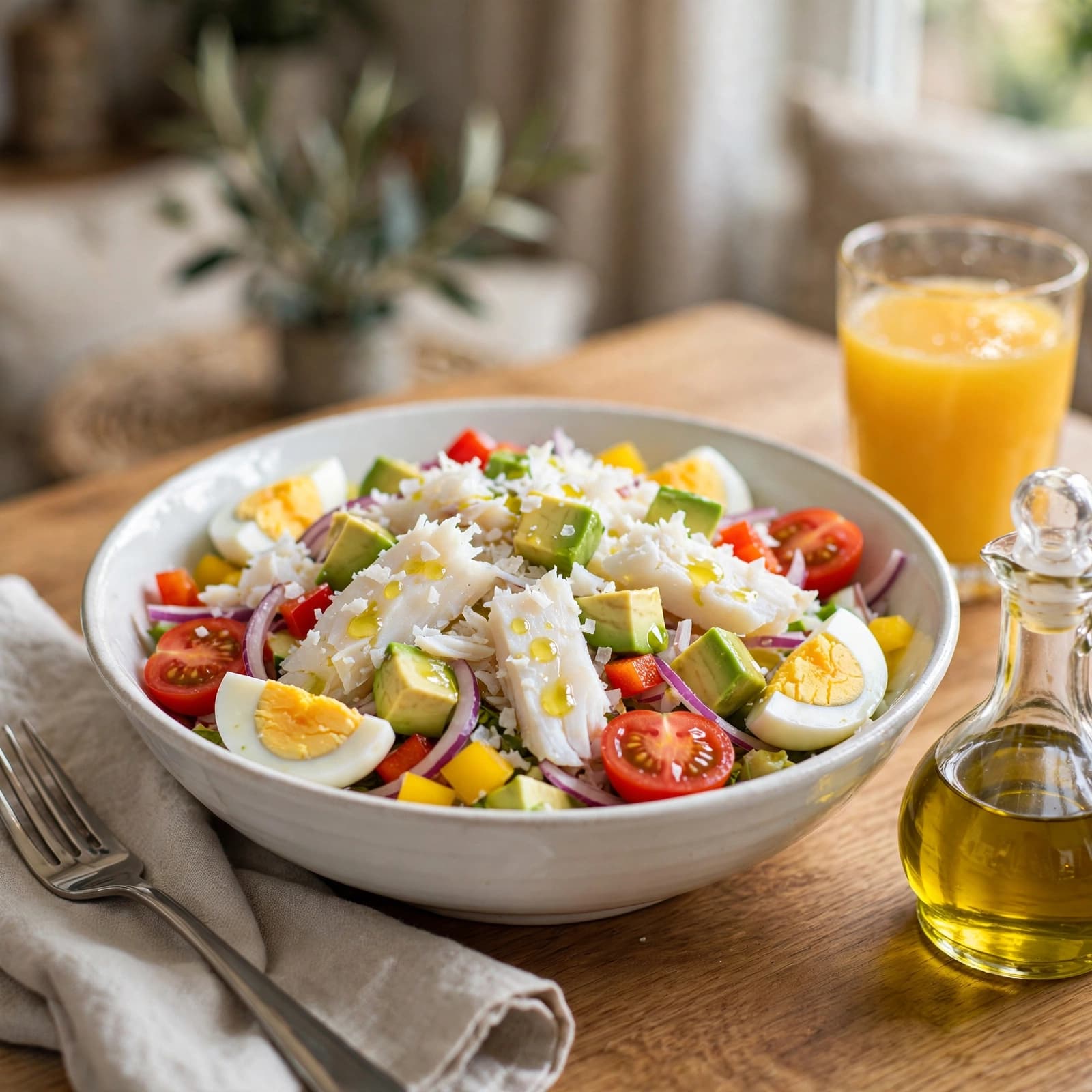 Ensalada de Bacalao con Aguacate y Huevo