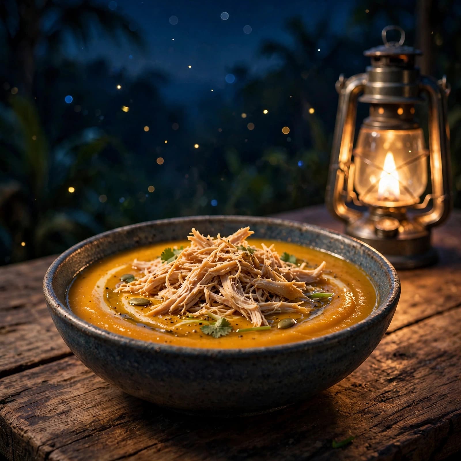 Crema de Auyama con Pollo Desmenuzado