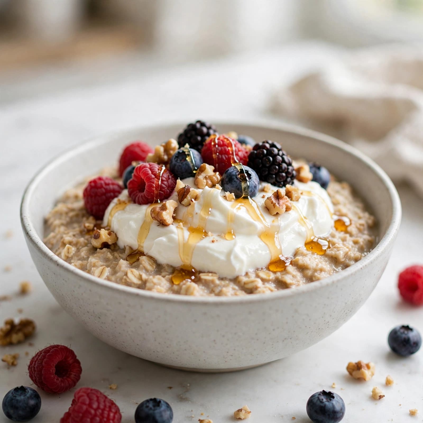 Bowl de Avena con Yogur Griego y Frutos Rojos