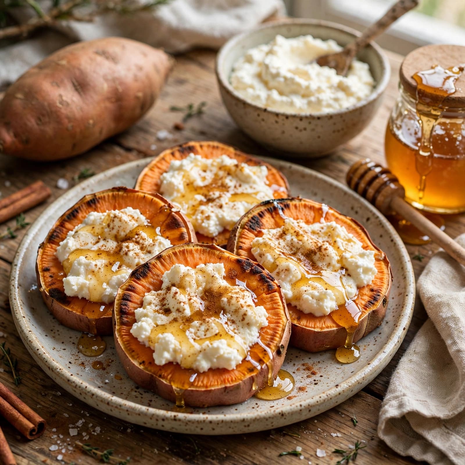 Tostada de Camote con Ricota y Canela