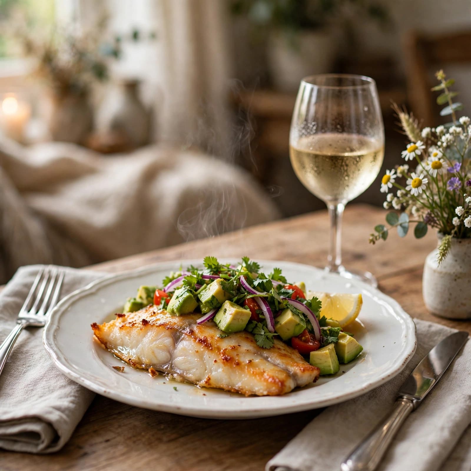 Chillo al Horno con Ensalada de Aguacate