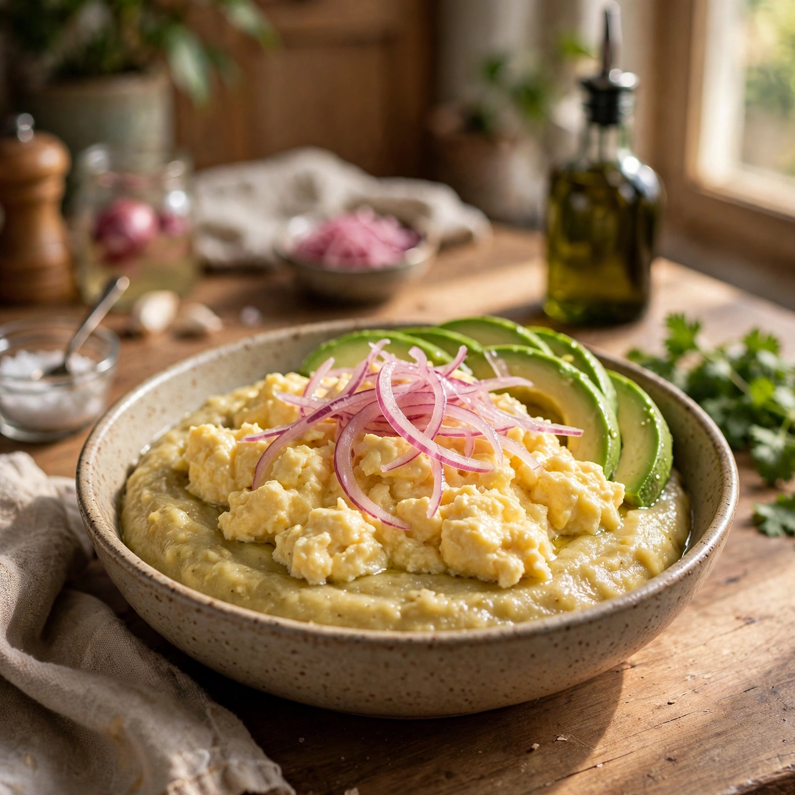 Mangú con Huevo y Aguacate